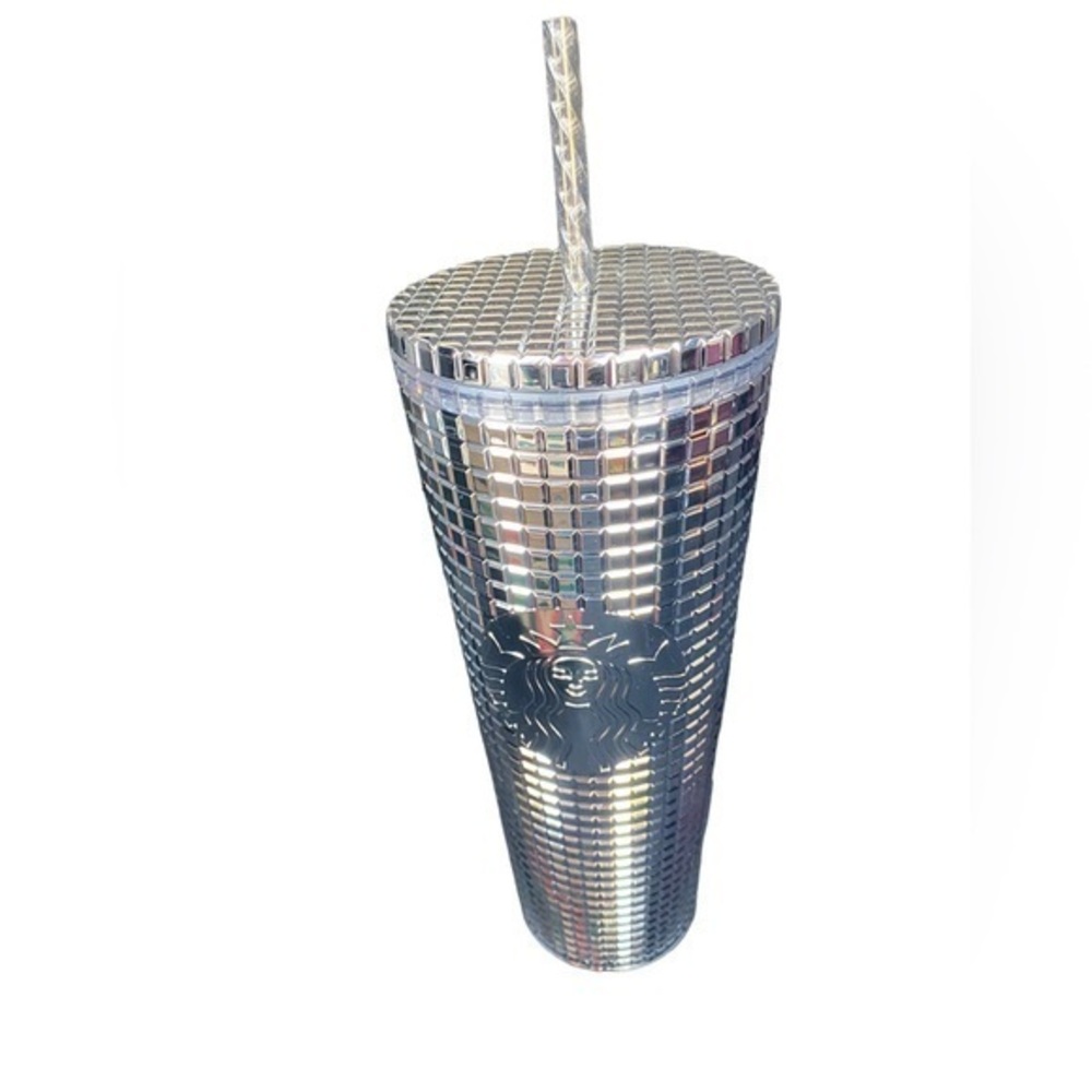 Starbucks silver metallic block 2023 holiday release 24oz venti tumbler new